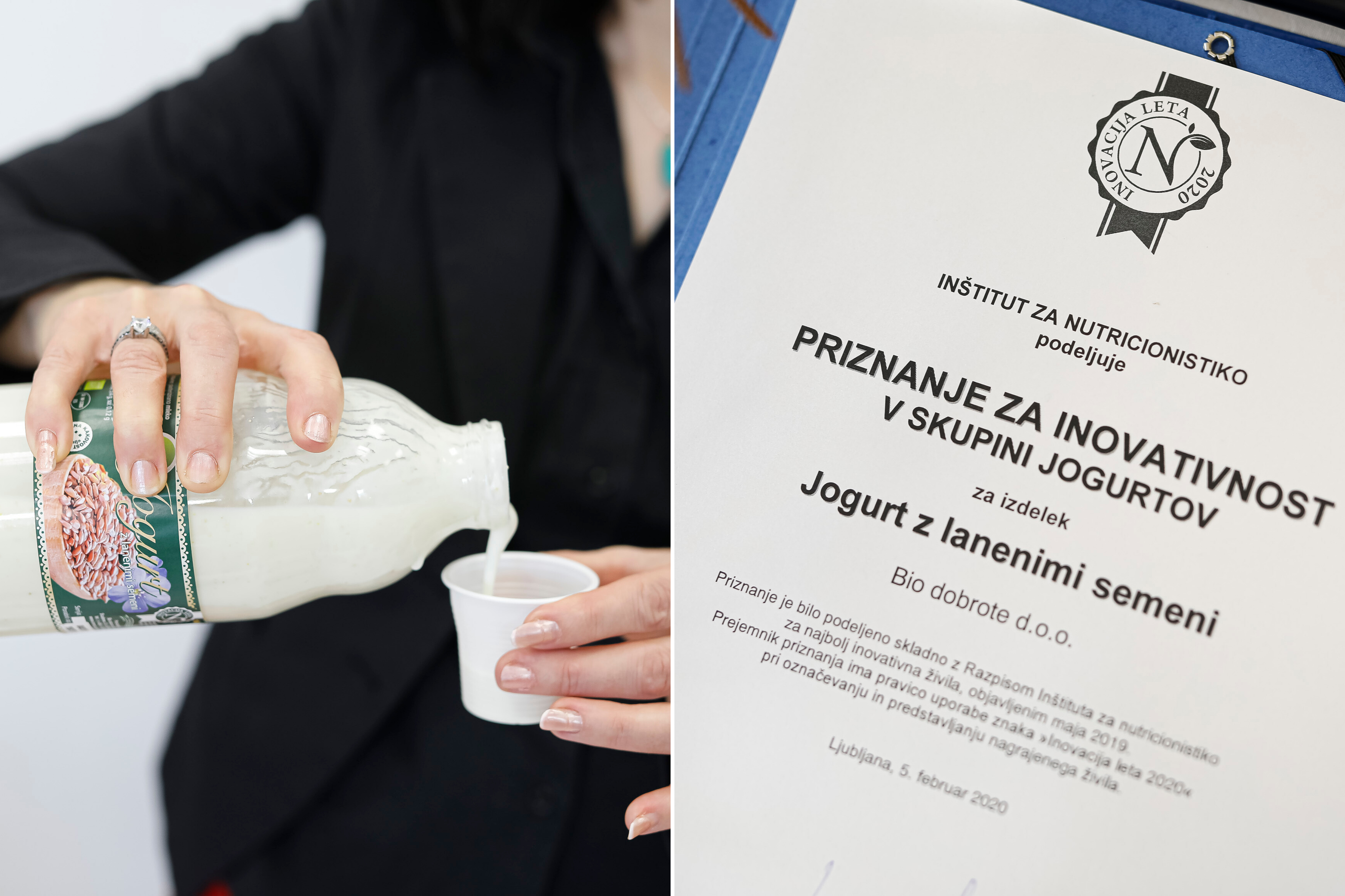 Bio jogurt z lanenimi semenom Inovacija leta 2020